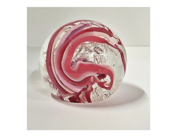 Unique Hand-blown abstract design paper weight made by noted glass artist