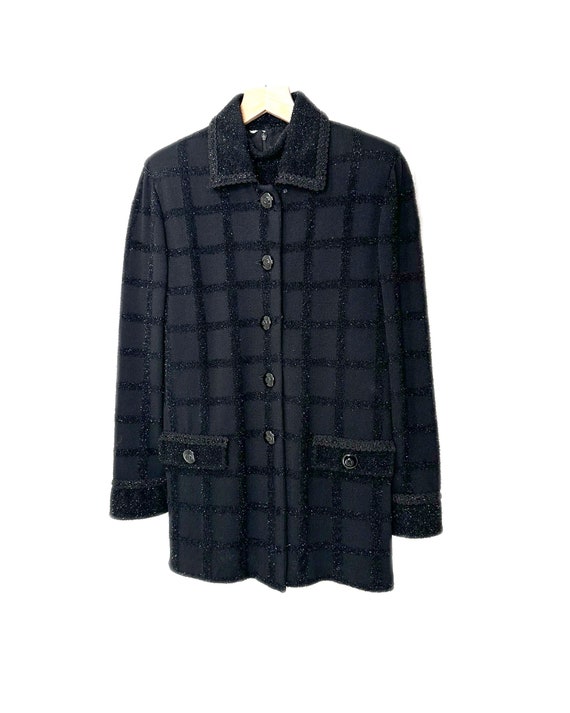 St John Collection Black Plaid Jacket with Matchin