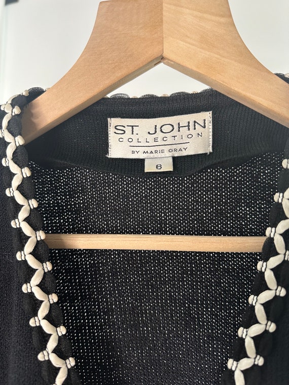 Black Knit St. John Collection Quarter Sleeve Jac… - image 2