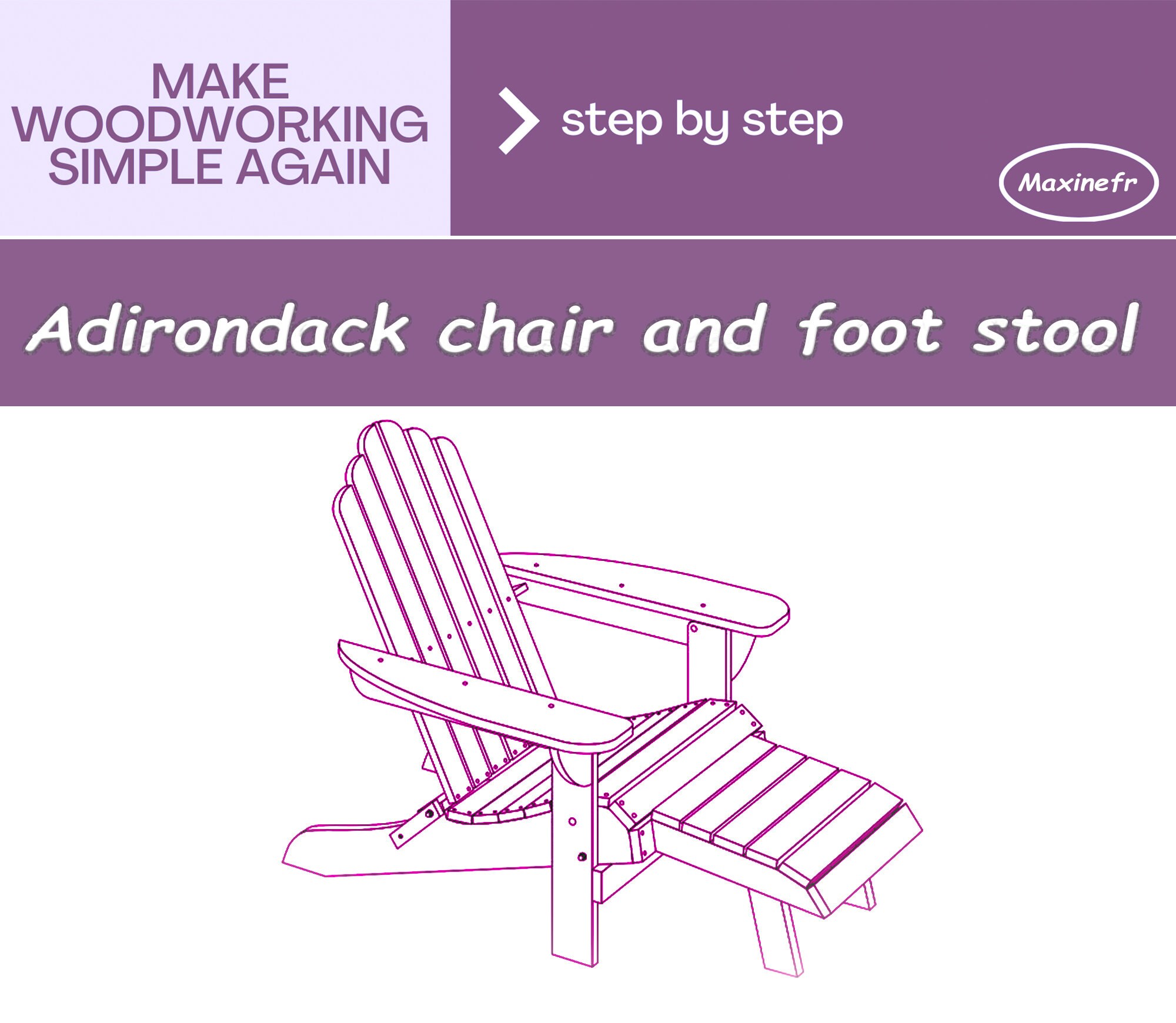 Adirondack chair and foot stool plans | Etsy