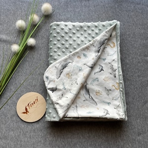 Manta fofinha para bebé com animais subaquáticos / Personalizável / 70 x 100 cm / Presente / Batizado / Manta para carrinho de bebé / Feito à mão