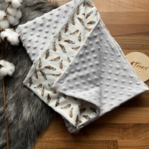 Cuddly baby blanket &quot;Feather&quot; / Cuddly blanket / Personalizable / 70 x 100 cm / Gift / Stroller blanket / Handmade