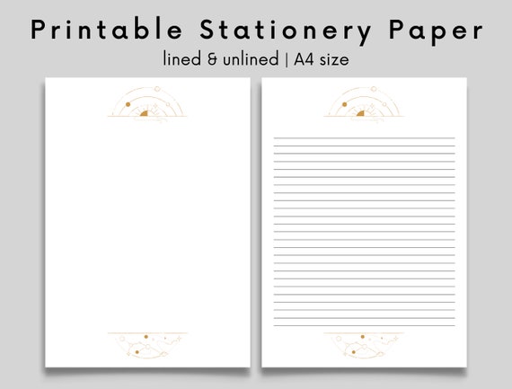 Printable Stationery Paper Celestial Design Lined and - Etsy