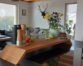 Riser, shelf, universally applicable also as TV riser, made of oak