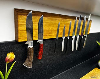 Portacuchillos magnético de roble – 5 cm – Portacuchillos de madera de alta calidad para la cocina