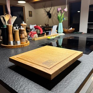 Tagliere in rovere - 5 cm - massello - fatto a mano in Baviera - bordo svizzero