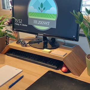 Oak monitor stand, screen riser