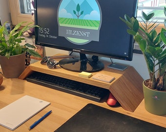 Oak monitor stand, screen riser