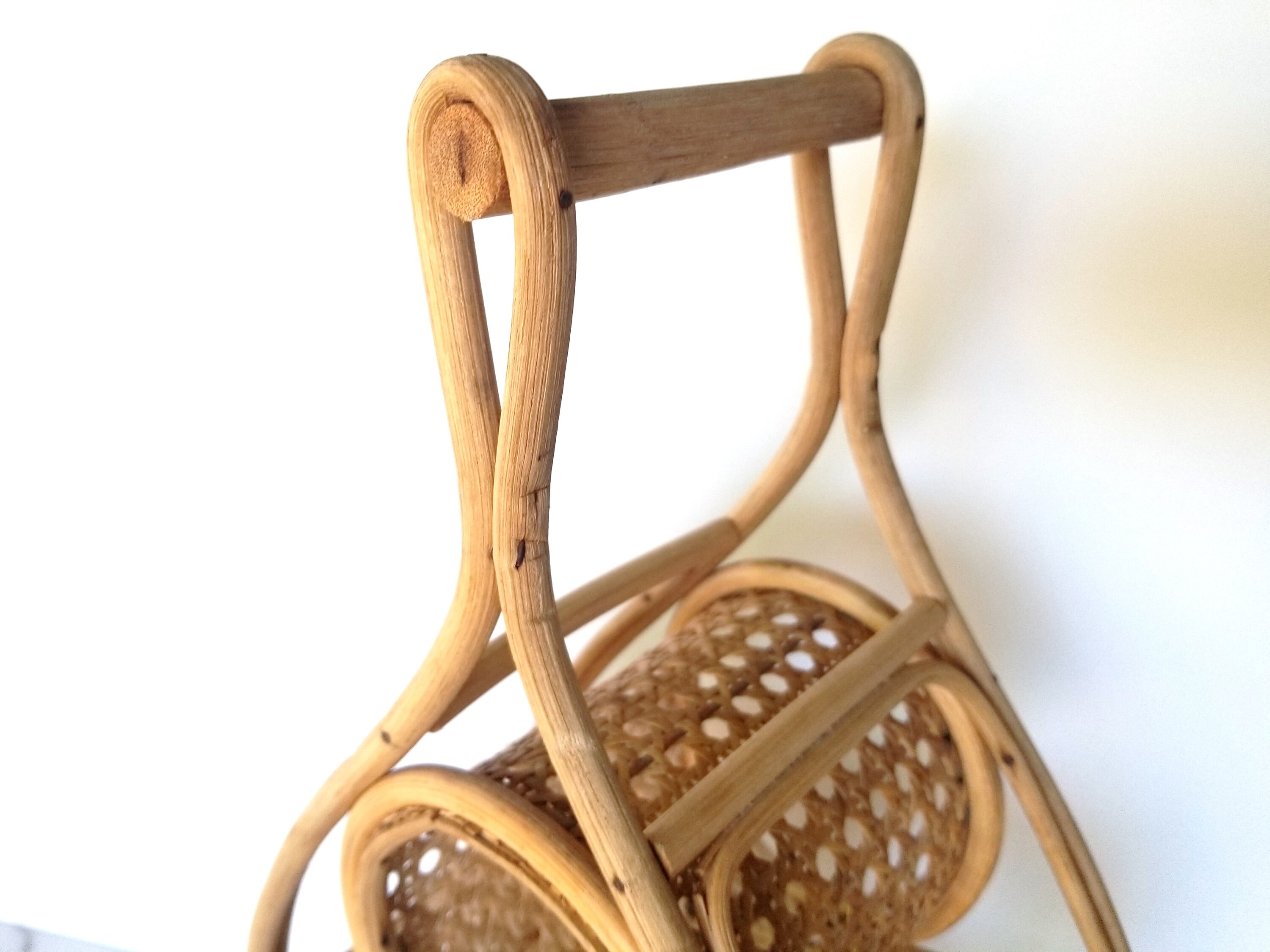 Vintage Bleached Rattan and Cane Wicker 5bottle Wine Rack Etsy