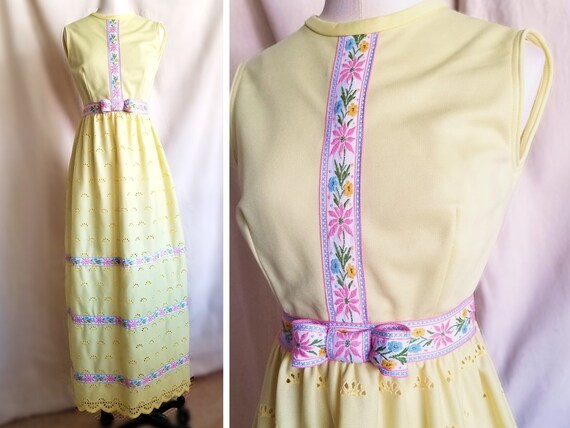 Long Sixty Dress Yellow Gradient Print