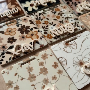 Floral Badge buddy fall pattern for xray, lab, teacher, nurse, RN, doctor, badge buddy, student, MA, ot, NP, ceo, cno, rt, md