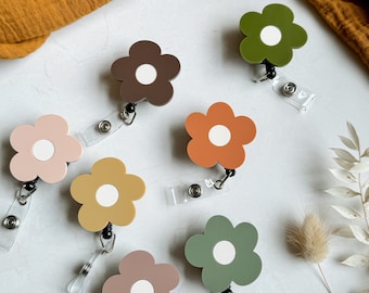 Flower Badge Reel Retractable ID holder, gift for nurse RN xray MD cna ot lab radiology ultrasound nicu l&d medtech icu rn sonographer lpn