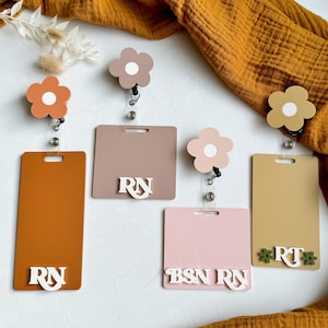 Personalized badge backer & reel  for medical professional, teacher, nurse, RN, doctor, badge buddy set, badge accessories