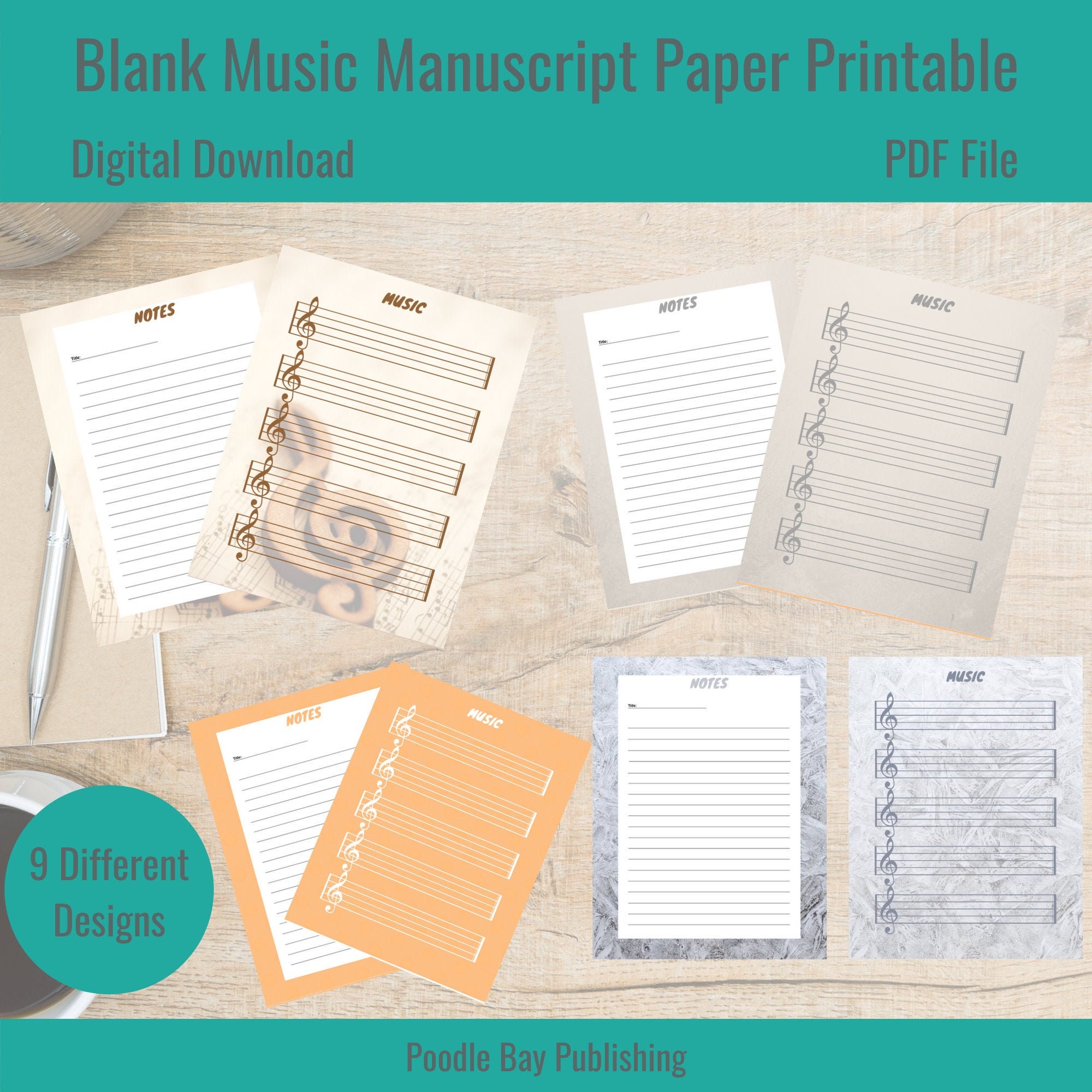 Blank Music Manuscript Paper Printable | Etsy