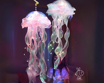 Jellyfish Lamp, Bedroom Night Lamp, Bedroom Night Light, kids bedroom, Jellyfish Decor, Fantasy Nightlight, Aesthetic led Jellyfish Lamp