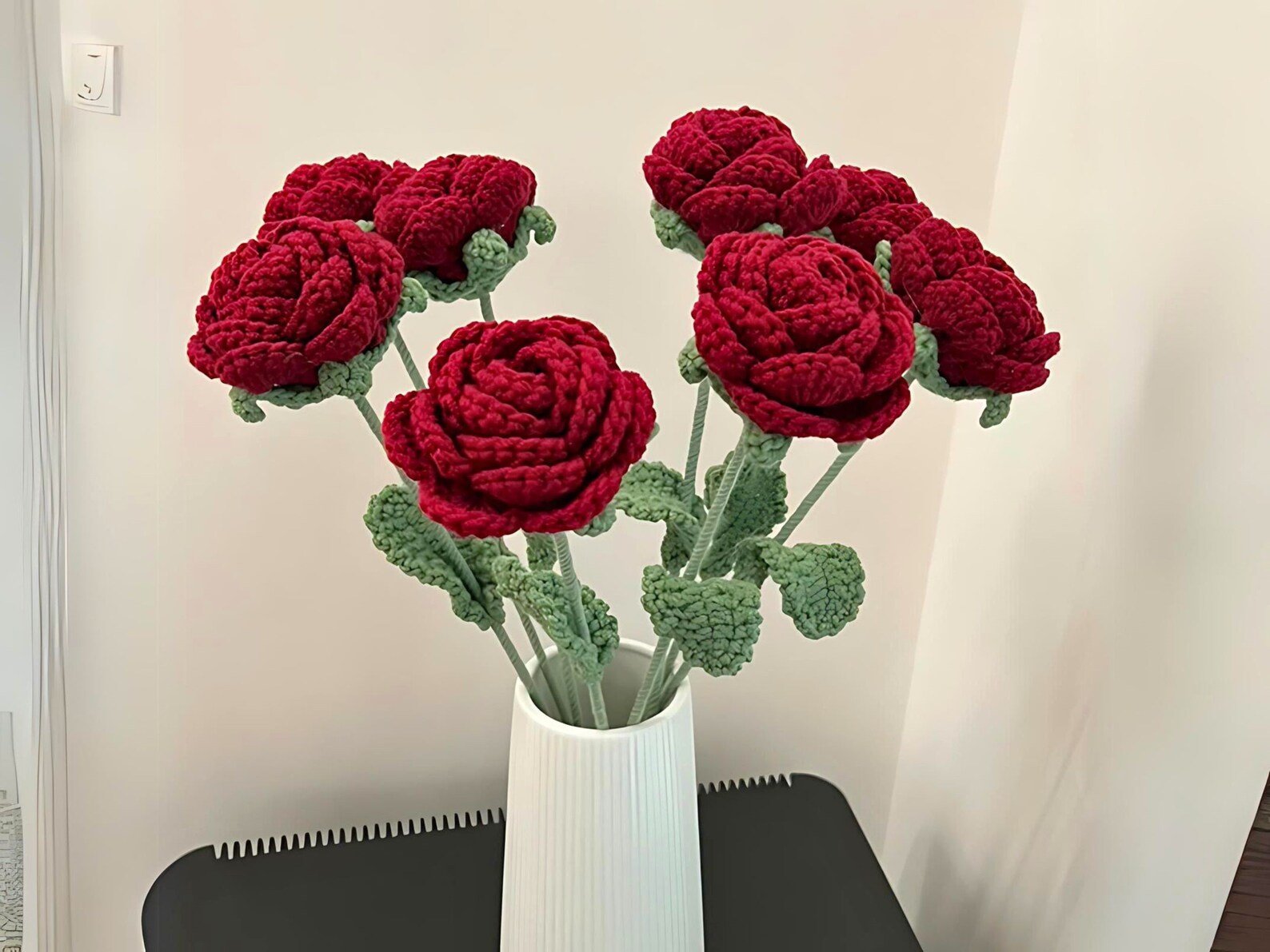Crochet Red Roses Bouquet, Crochet Flower Bouquet, Sustainable Gift ...