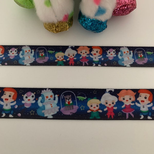 5/8" OR 7/8" Futuristic Ribbon/USDR/US Designer Ribbon Inspired by the Jetsons/Ribbon By the Yard/Future People