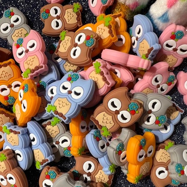 Owls Silicone Focal Beads, Owls Silicone Focal Beads for Freshies, Owl Focal Beads, Owl Silicone Beads, Animal Focal Beads