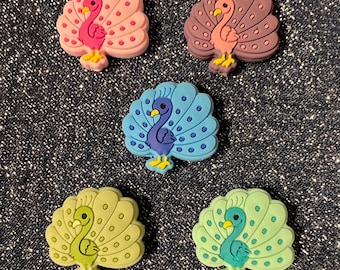 Peacock Silicone Focal Beads, Peacock Silicone Focal Beads for Freshies, Peacock Focal Beads, Peacock Silicone Beads, Animal Focal Beads