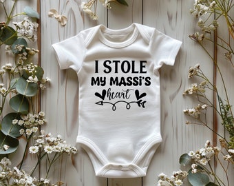 I Stole My Massi/Khala/Bhua/phupho/Nani/Dadi’s Heart Baby Vest |Newborn gift | Baby Shower | Punjabi Gifts | Personalised Gift | Desi gifts