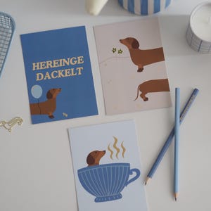Dackel Postkarten-Set | mit Goldakzente | 3 Postkarten