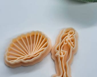 Frau auf Muschel steht, Ausstechform für Polymer Clay