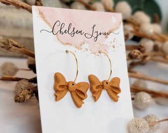 Orecchini a cerchio con fiocco in oro 18k / Cerchi resistenti all'ossidazione
