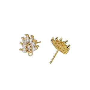 Fornituras de aretes de flor de circonita cúbica de latón con lazo