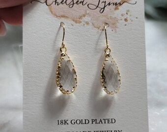 Real 18k Gold Plated Drop Earrings, Christmas Gift for Her