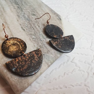 Black & Copper Geometric Dangle Earrings
