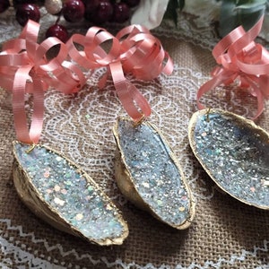 3pc Set Golden Glitter Oyster Shell Ornaments