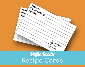 Printable Recipe Cards, Recipe Template, Recipe Card Template, Printable Recipe Kit