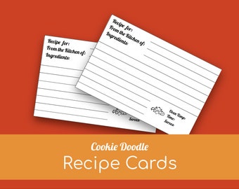 Printable Recipe Cards, Recipe Template, Recipe Card Template, Printable Recipe Kit