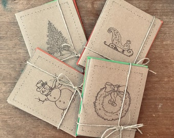 Blank Holiday Greeting Card Set, Christmas Card Pack, Variety Pack (4), Cards and Envelopes, Cards with Art, Greeting Cards, Gift, Mail
