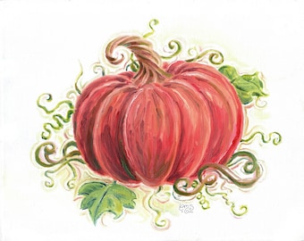 ORIGINAL Fall Pumpkin Oil Painting, Fall Printable Wall Art, Autumn Wall Art, Autumn Print, Downloadable, Fall Decor, Fall Farmhouse Print