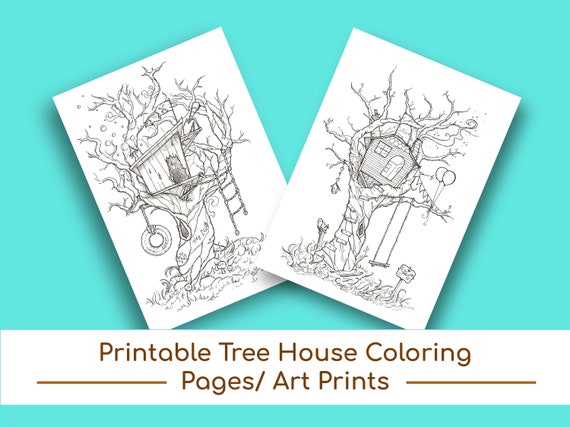 Printable Treehouse Coloring Pages/wall Art Wall Decor - Etsy Canada