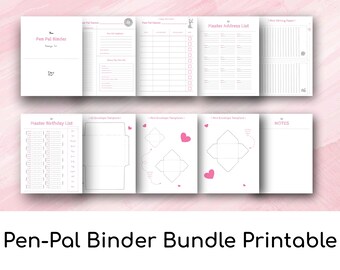 Pen-Pal Binder Bundle Printable (10 Pages), Pen Pal Supplies, Pen Pal Set, Pen Pal Kit, Pen Pal Pack, Printable Stationery, Pen Pal Paper