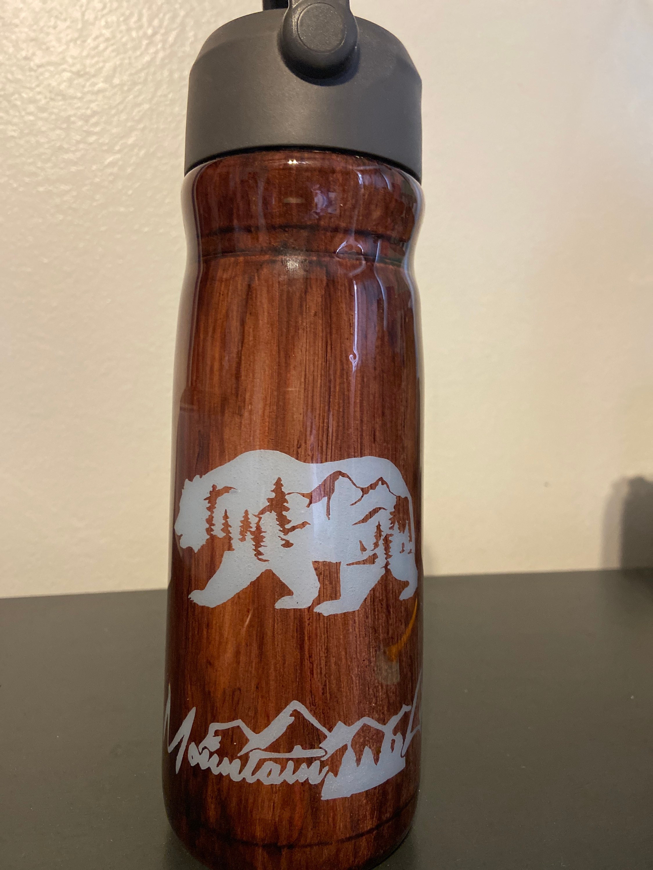 Wood grain stainless water bottle. Great gift for Fathers Day Etsy