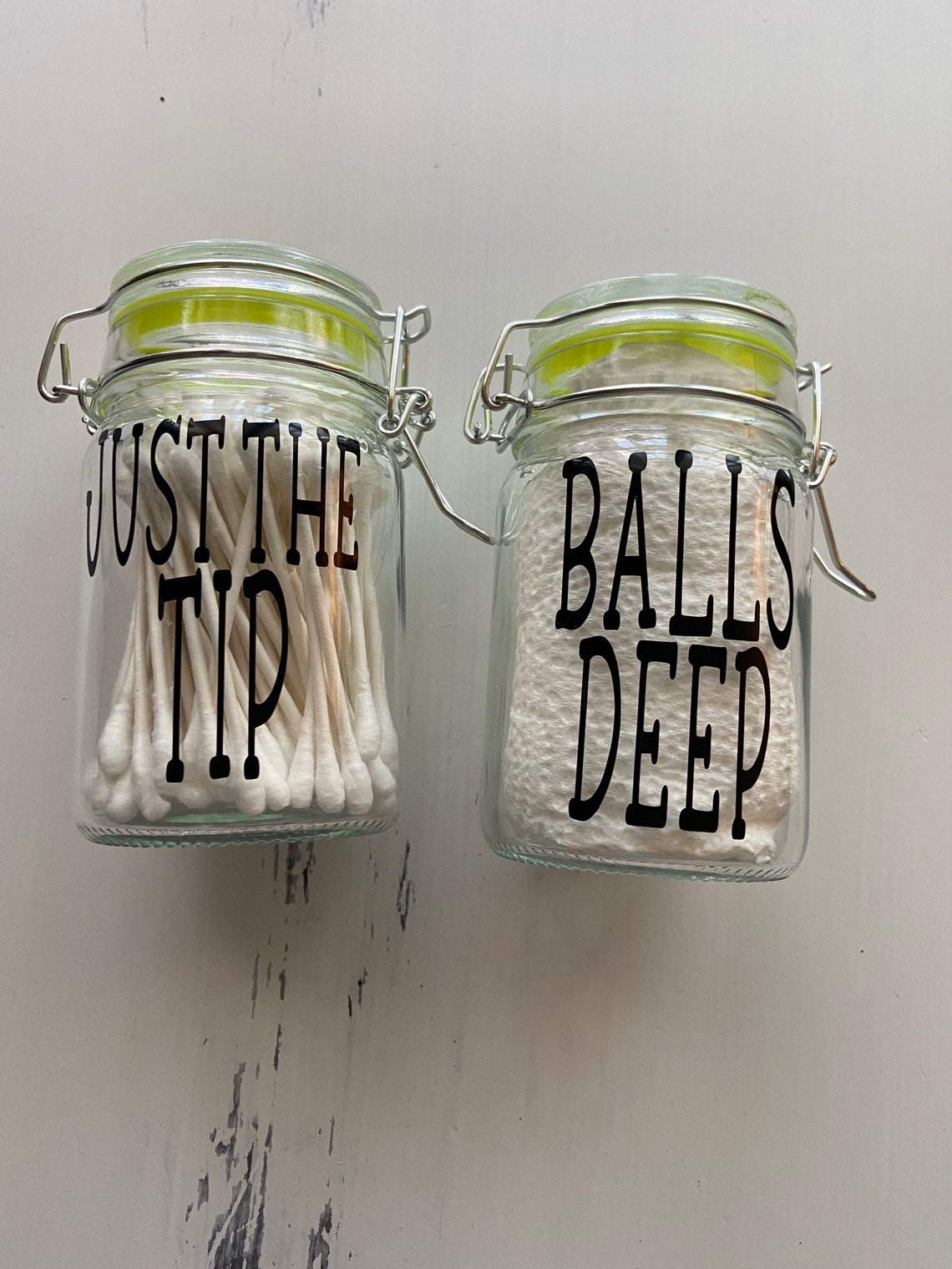 Bathroom q tip and cotton ball holders Etsy