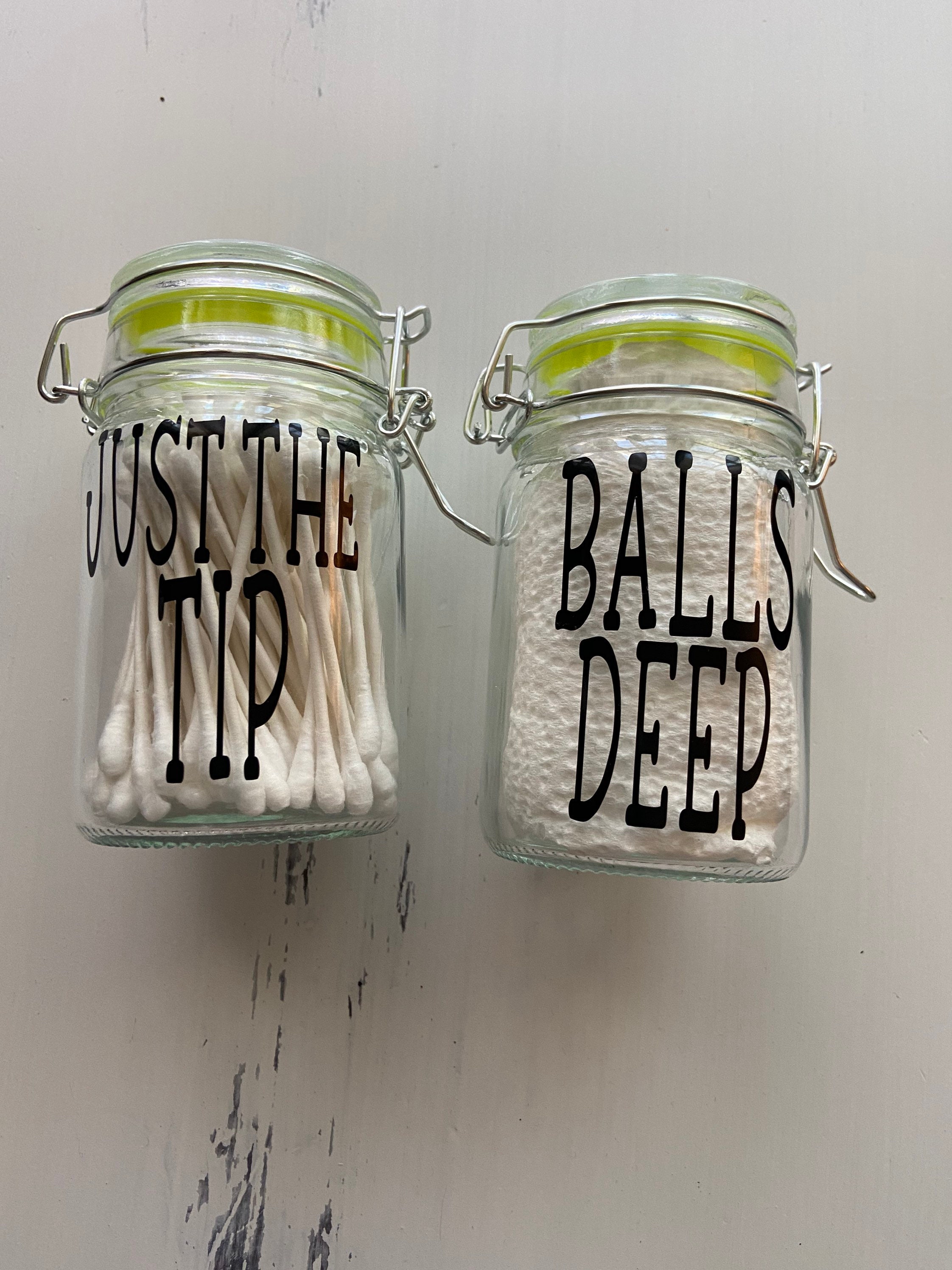 Bathroom q tip and cotton ball holders Etsy