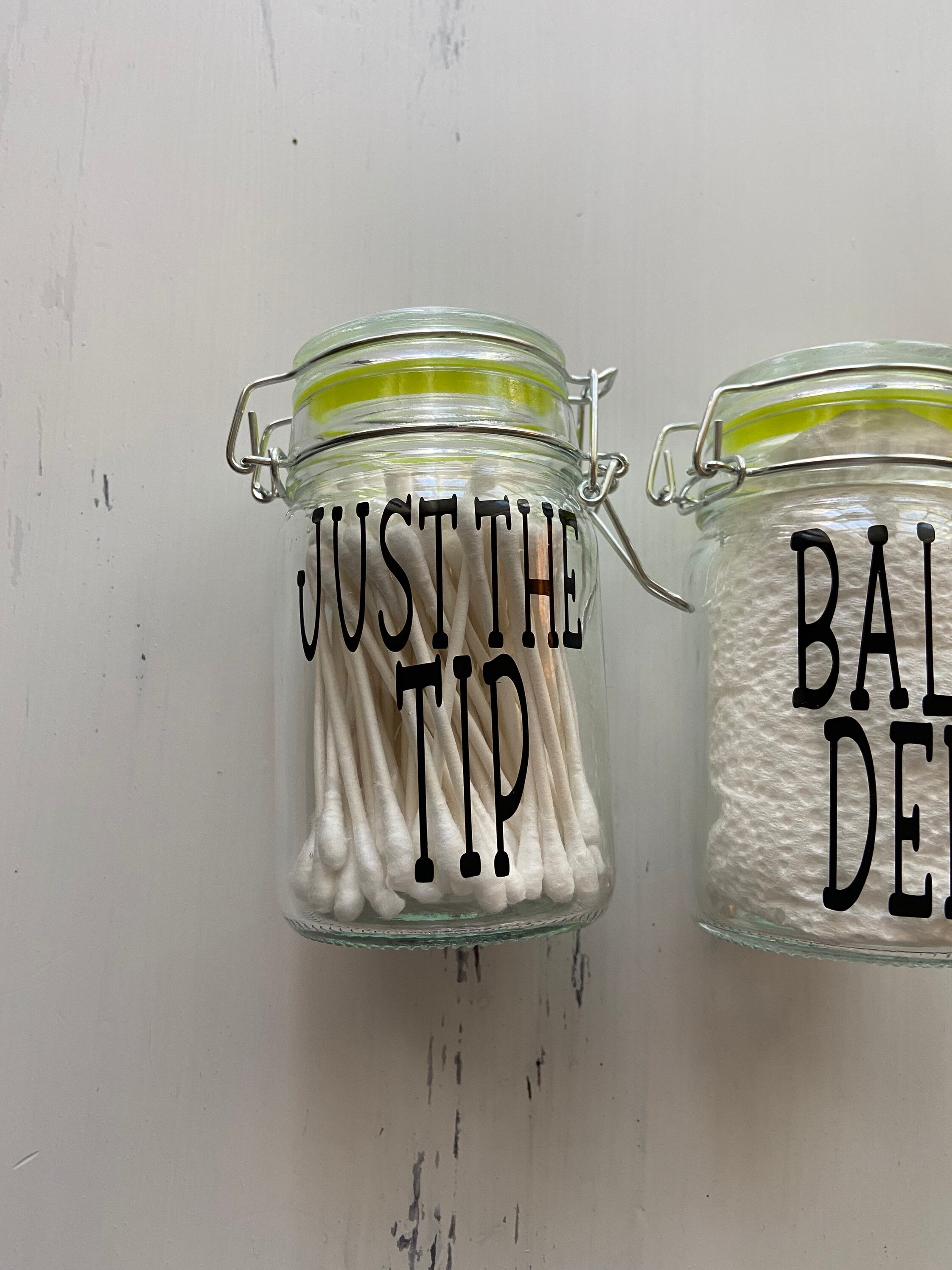 Bathroom q tip and cotton ball holders Etsy