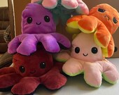Light up Octopus plushie stuffed octopus mood plush reversible octopus double sided flip octopus tiktok