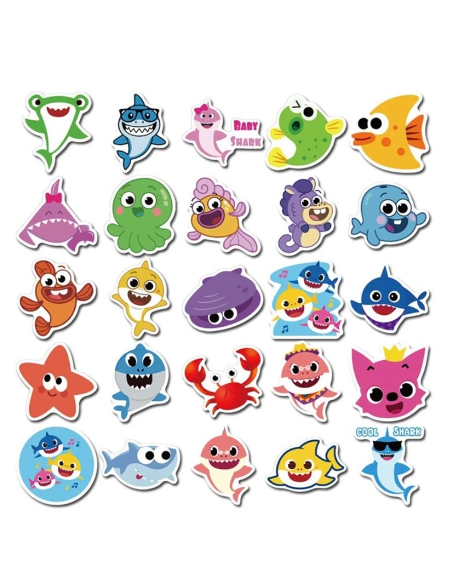 24 Pack Baby Shark Stickers Shark Stickers Party Favor Etsy