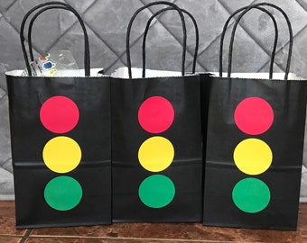 Traffic Light Party Favor Bags: Race Car Theme, Personalized Option