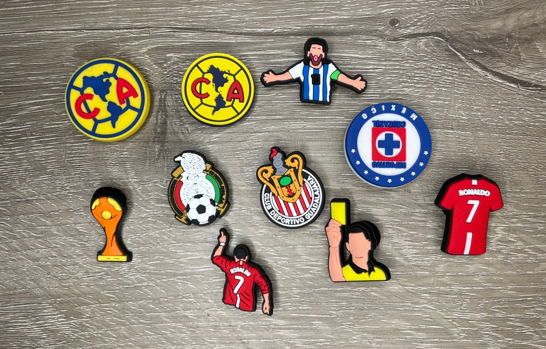 Bundle of Messi Croc Charms, Messi Jibbitz charms. Inspired by Messi.  Futbol