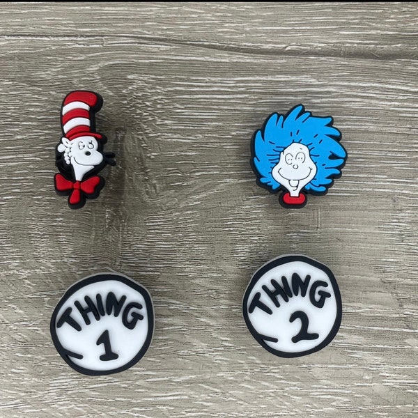 Cat in the hat croc charms | Thing 1 Jibbitz | Dr Seuss shoe charms | Thing 2