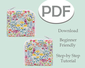 PDF Sewing Patterns and Tutorial for Ellie L-Zip Wallet