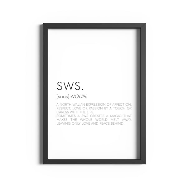 Sws Definition Print, Bedroom Prints, Welsh Print, Love Prints, Bedroom Decor, Welsh Sayings, Gifts For Her, Romantic Prints, Welsh Quotes