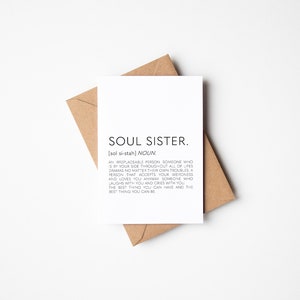 Carte de définition âme soeur, carte d'anniversaire meilleur ami, carte pour Bestie, cartes d'amitié, carte âme soeur, carte meilleur ami, carte ami
