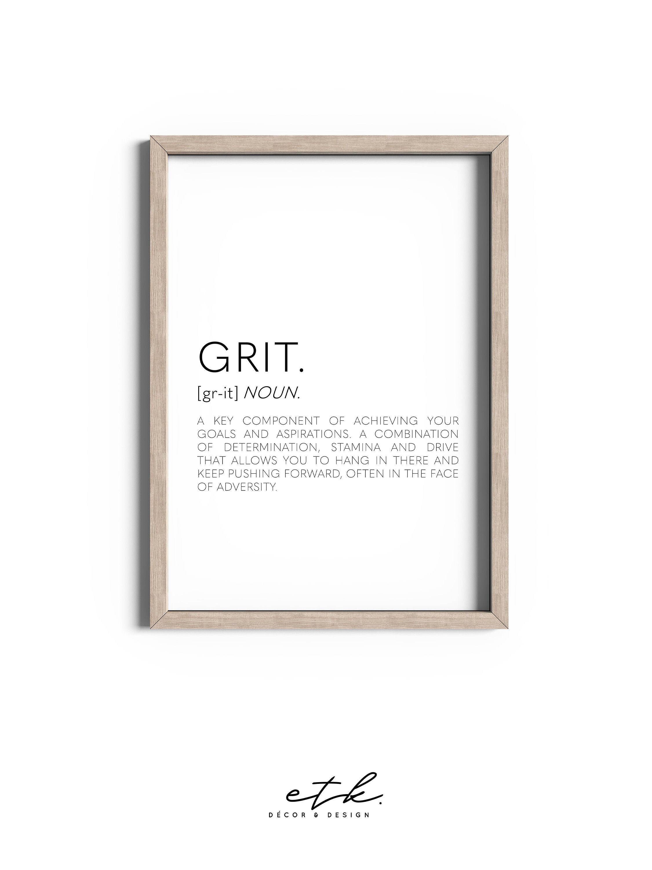 Grit Definition Print Motivational Prints Home Office Decor Etsy
